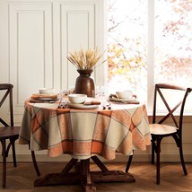  Woven Fall Foilage Thanksgiving Cotton Tablecloth 60&quot;x - £53.75 GBP