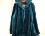 Olympia Teal Turquoise Faux Fur Womens Coat Cape Overcoat Size 2XL Hoode... - $87.07
