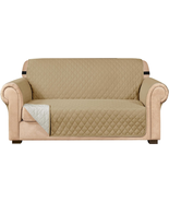 SUBRTEX Loveseat Cover for 2 Cushion Sofa Couch Slipcover Reversible Quilted Fur - $44.49