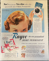 1949 Rayve Vintage Print Ad Dial-A-Wave Home Permanent Retro Haircare Ad - $14.45