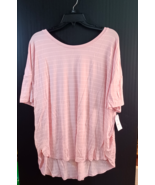 Time and Tru Round Neck Tunic Short Sleeve Top  Pink &amp; White Striped XXX... - $133.41 MXN