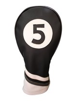 Majek Golf Headcover Black and White Leather Style #5 Fairway Wood Head Cover - £15.26 GBP