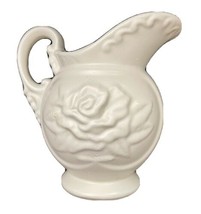 Vintage Hull Pottery White Ceramic Pitcher A50 Rose Design with Ivory Matte 7x7 - £15.56 GBP