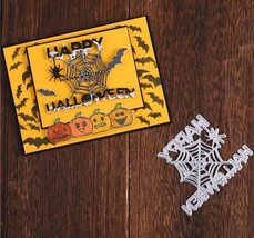 Happy Halloween Spider Web metal cutting die Card Making Scrapbooking Cr... - £7.99 GBP