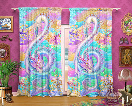 Pastel Music Dragon Curtains, Treble Clef, Harajuku Decor, Window Drapes... - £131.09 GBP