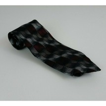 Croft &amp; Barrow Silver &amp; Burgandy/Maroon Tie Wtih Color Block Designs - £10.07 GBP