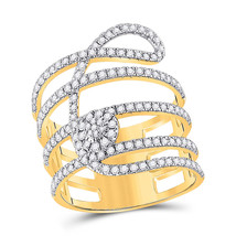 14kt Yellow Gold Womens Round Diamond Spiral Strand Cluster Ring 1 Cttw - £1,274.43 GBP