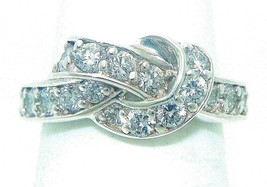 Cubic Zirconia Accent Band Ring REAL Solid .925 Sterling Silver 3.2 g Size 5.25 - £62.66 GBP