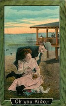 OH YOU KIDO MAN &amp; WOMAN ON BEACH WITH SAND BUCKET TOYS ROMANCE POSTCARD ... - $8.67
