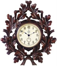 Wall Clock MOUNTAIN Lodge Oak Leaf Resin Hand-Painted Hand-Cast Quartz M... - $229.00