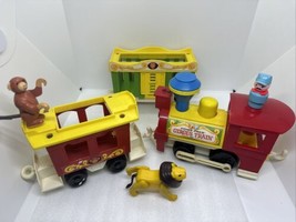 Vintage 1973 Fisher Price Little People Circus Train #991 3 Cars Monkey Lion - £18.07 GBP
