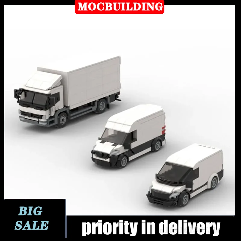 City Cargo Transport Truck Model Building Block Assembly MOC White Car - £44.73 GBP+