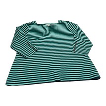 Croft &amp; Barrow Sweater Women 1X Aqua Black Striped Cuff Zip Long Sleeve ... - $23.21
