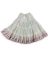 Vtg 50s 60s Fantasy Embroidered Floral Red White DuPont Nylon Slip Skirt... - £19.08 GBP