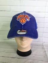 New Era 9Forty NBA New York Knicks Acid Wash Trucker Snapback Hat Cap Blue Adult - £21.78 GBP