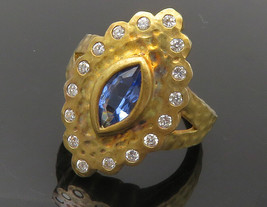 ROSS SIMON 925 Silver - Tanzanite &amp; Topaz Hammered Cocktail Ring Sz 7 - RG12523 - £37.85 GBP
