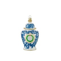 Patty Rybolt 5&quot; Blue White Chinois Wreath Ginger Jar Ornament Christmas ... - £27.17 GBP