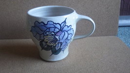 1979 Santa Barbara Calif Studio Art Pottery Dragon Flower Mug Carolyn Gunther - £60.89 GBP