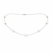 ANGARA 16&quot; Freshwater Pearl Station Necklace in 14K Solid Gold - £567.62 GBP