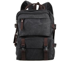 Europe Fashion Pure Cotton Canvas Army Green School Backpack Unisex 14&quot; Laptop - £77.76 GBP