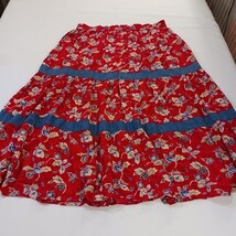Vintage Ozark Mountain RN#53166 Women's Red Cotton Blend Floral Pleated Skirt XL image 14