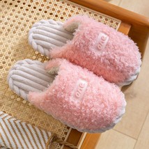 Winter Warm Slippers Women Men Cute One Furry Thick Sole Non-slip Plush Cotton S - £20.34 GBP