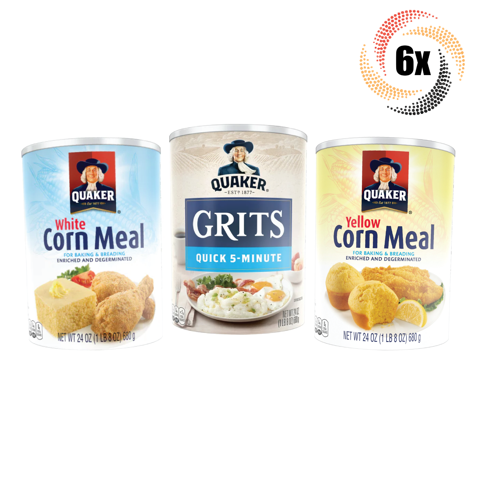 6x Jars Quaker Variety Flavors | 24oz | Enriched &amp; Degeminated | Mix &amp; M... - $40.26