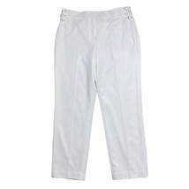 CALVIN KLEIN Womens Dress Pants 10 White Straight Leg Trousers Tie Detail  - $24.74