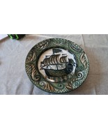 Antique Ocean Stoneware Pirate Ship Plate 9.25&quot; Quimper? See Mark - £45.57 GBP
