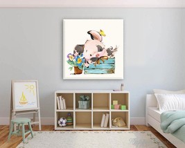 Cute Little Piggy Nursery Canvas Art Baby Decor Kids Room Wall Art Watercolor Pi - £47.30 GBP