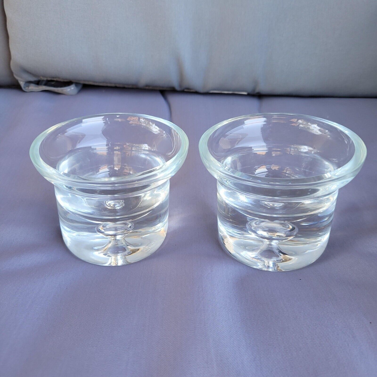 Krosno Polish Hand Blown Art Glass Wide Mouth Candle Holder of Crate & Barrel Candle Sticks