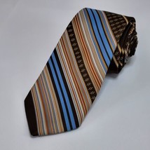 VTG Prince Consort Golden Clasp Tie Men&#39;s Polyester Necktie Brown Blue S... - £10.89 GBP
