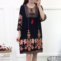 Ess 2021 summer female loose printed baroque vintage indie folk dress causal boho beach thumb200