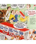 1952 Post Cereal Mini Box Variety Ten Pack Advertisement Breakfast HM2N - €34,57 EUR