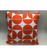 White Throw Pillow with Orange Half-Circle Pattern - $21.70 CAD