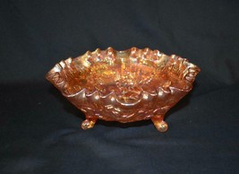 Imperial Carnival Glass Marigold Lustre (Open) Rose 3 Toed 8&quot; Bowl, Crim... - £13.58 GBP
