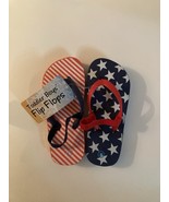 July 4th patriotic USA sandals Size 9  10 large American stars stripes s... - $12.59