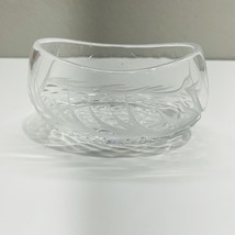 Saratoga Crystal Bowl Glass Etched Floral Design Canon Shape Design Lead - $67.50