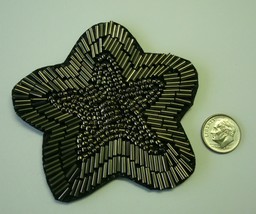 Simplicity Gunmetal opaque glass seed and bugle bead star applique 80mm ... - £1.51 GBP