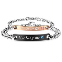 Maya&#39;s Grace Stainless Steel Her King His Queen Lovers Charm Couples Matching Un - £12.05 GBP