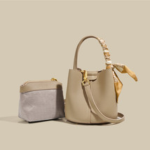 Woman Leather Bucket Handbags Cowhide - $125.00