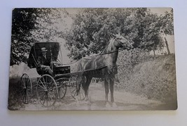 Man In A Horse Drawn Carriage Postcard RPPC - £19.64 GBP
