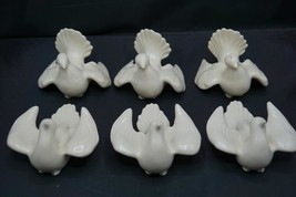 Set of 6 White Doves Porcelain Figurine Christmas Decor - £27.24 GBP