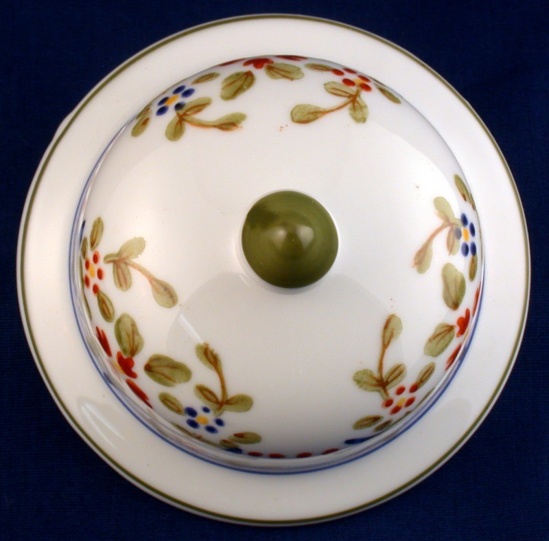 Orphan Domed Ginger Jar Lid Hand Painted Floral Olive Green Finial Item image 2