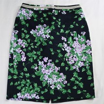 Talbots 4 Oprah O Collection Navy Blue Floral Knee Length Modest Pencil Skirt - £19.51 GBP