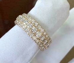 5 Ct Round Lab-Created Moissanite Full Eternity Band Ring 14K Yellow Gold Plated - £129.51 GBP