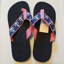 Simply Southern Women&#39;s Size L 7.5/8.5 Casual Flip Flop Pink/Navy Habor Anchor - £15.50 GBP
