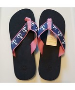 Simply Southern Women&#39;s Size L 7.5/8.5 Casual Flip Flop Pink/Navy Habor ... - £15.56 GBP