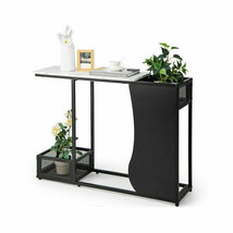 43.5 Inch Console Table with Plant Position and Faux Marble Top-Black - ... - $138.49