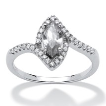 Sterling Silver April Clear Crystal Birthstone Marquise Ring Size 5 6 7 8 9 A - £79.08 GBP